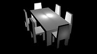 3D Table and Chairs in 3 different Lightings